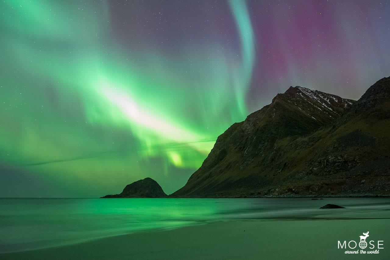 Aurora Borealis Lofoten Haukland Beach Nordlichter